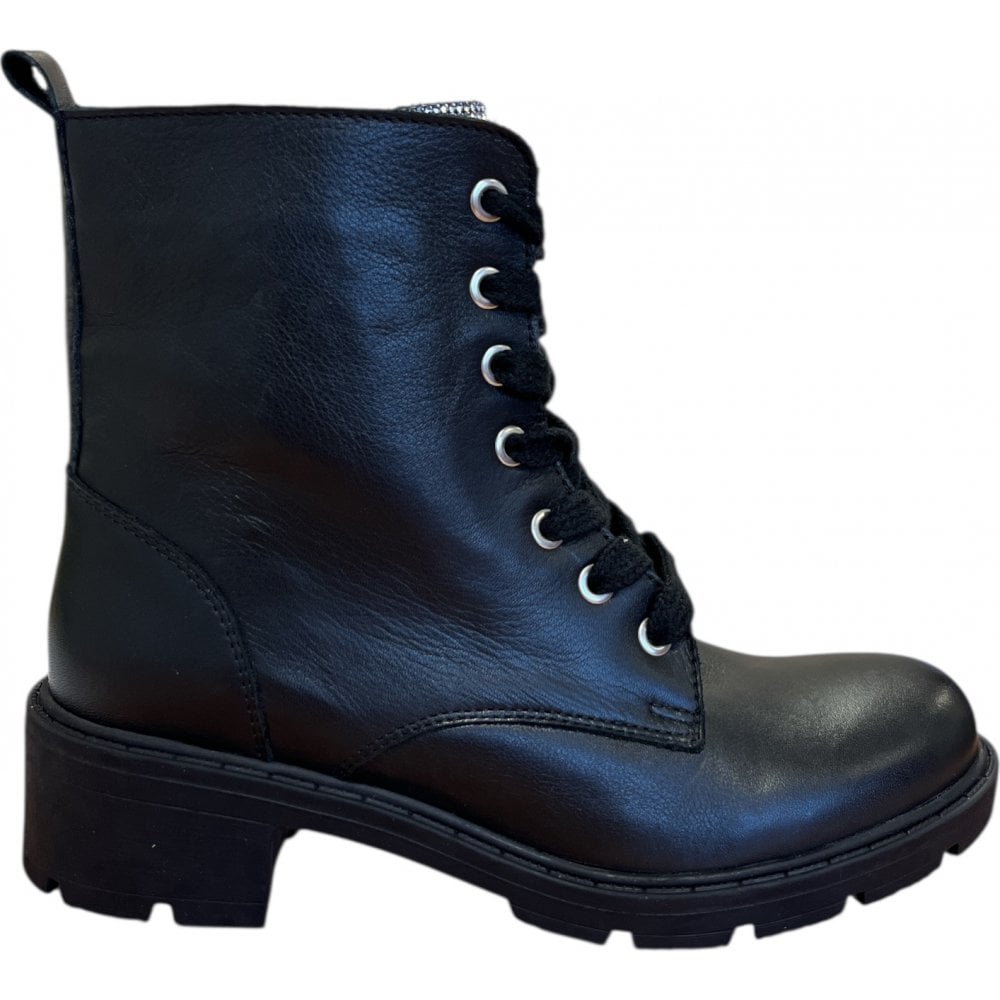 Adesso Liza Black Leather Ankle Boots