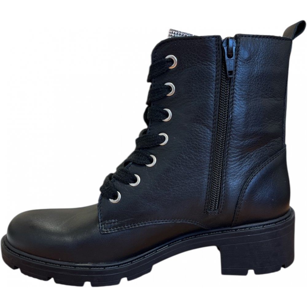 Adesso Liza Black Leather Ankle Boots