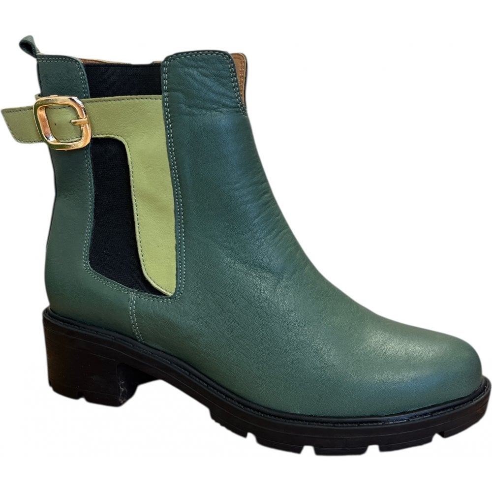 Adesso Vonda Moss Green Leather Ankle Boots
