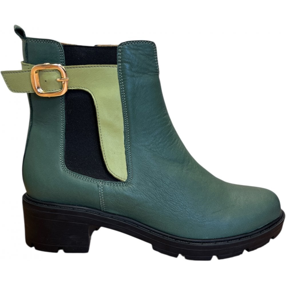 Adesso Vonda Moss Green Leather Ankle Boots
