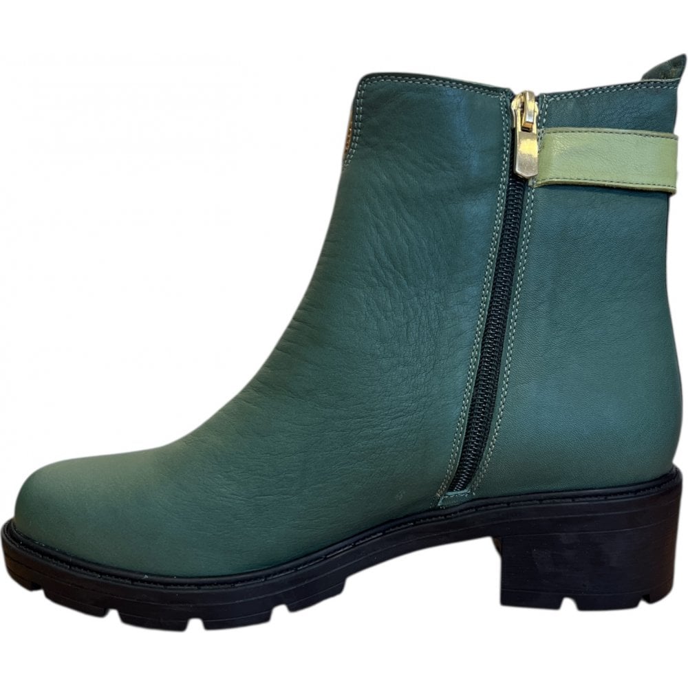 Adesso Vonda Moss Green Leather Ankle Boots