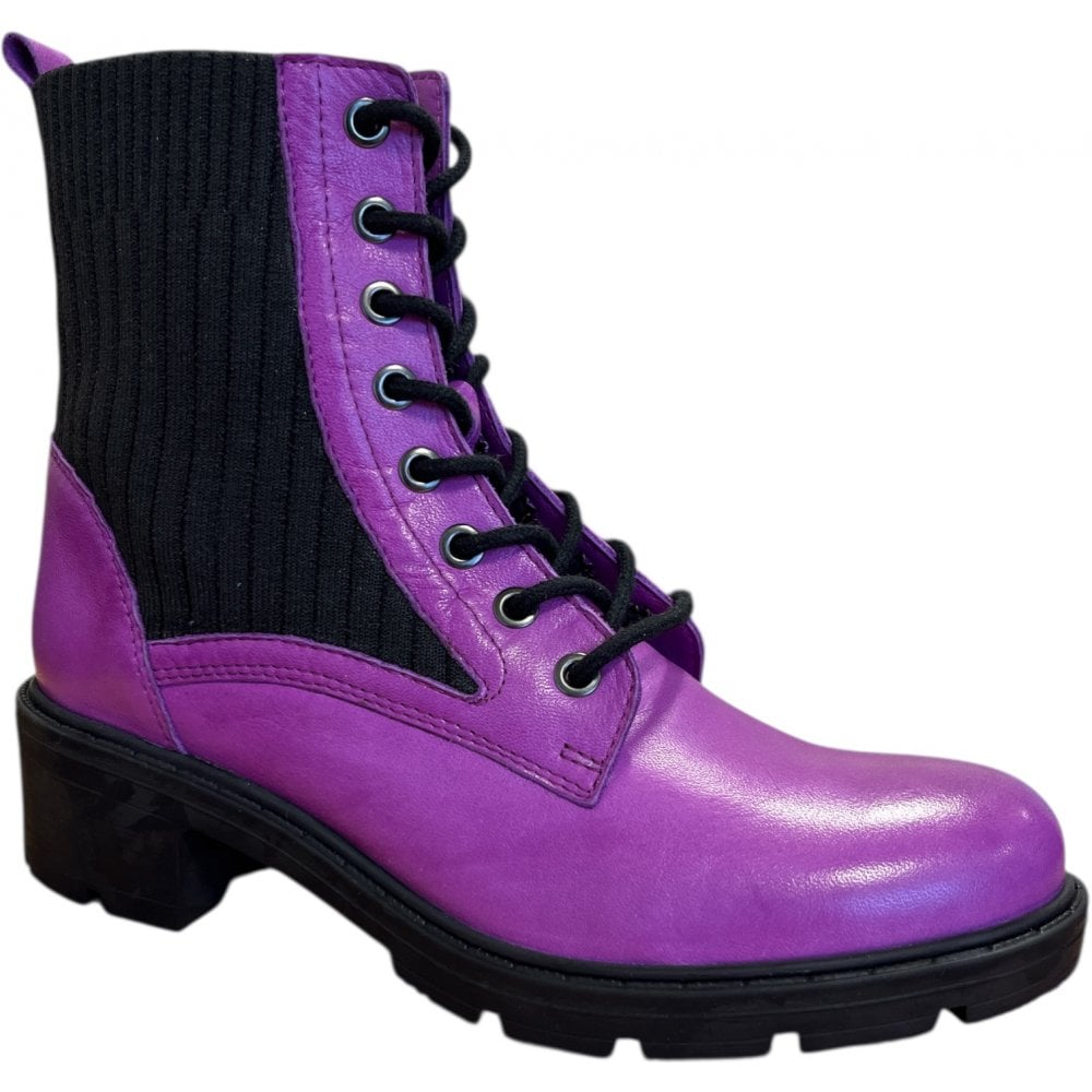Adesso Wallis Ultra Violet Leather Lace-Up Ankle Boots