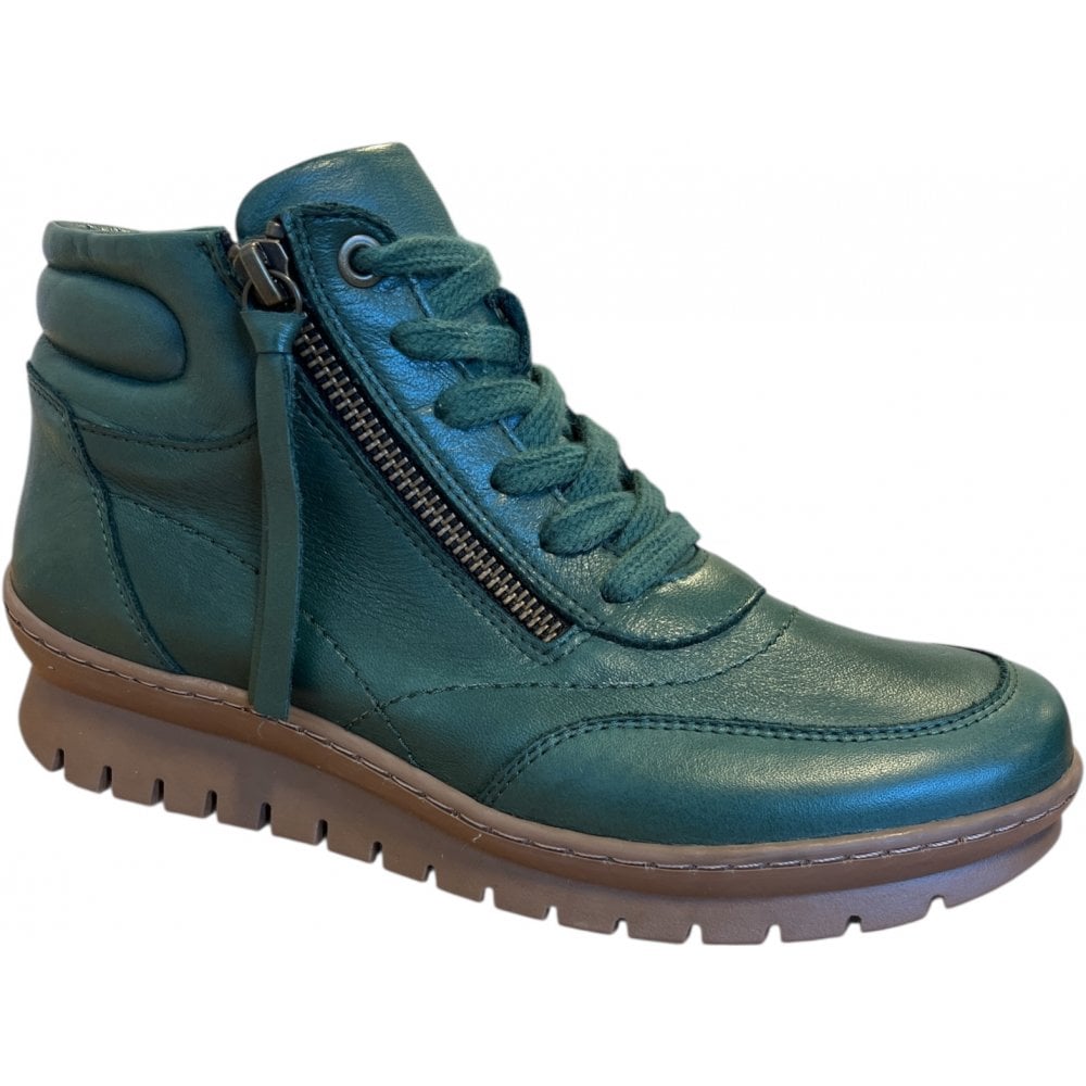Adesso Vala Forest Green Leather Ankle Boots