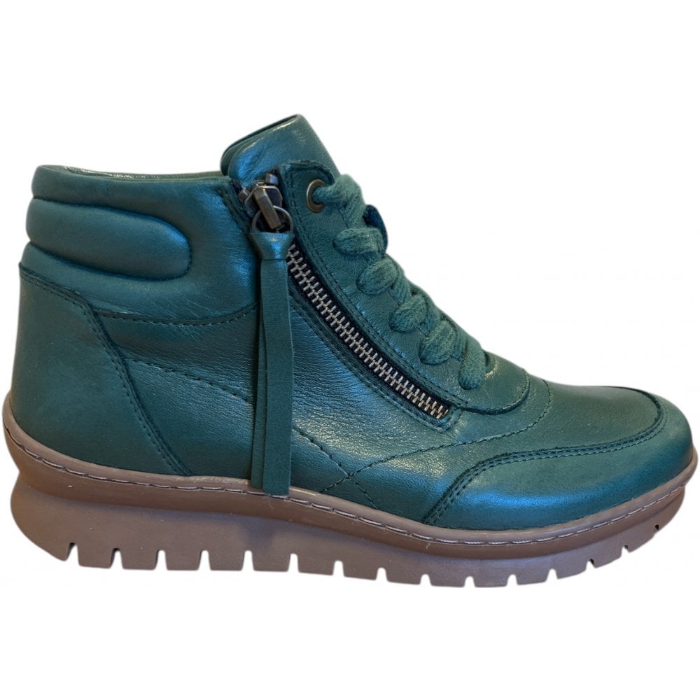 Adesso Vala Forest Green Leather Ankle Boots