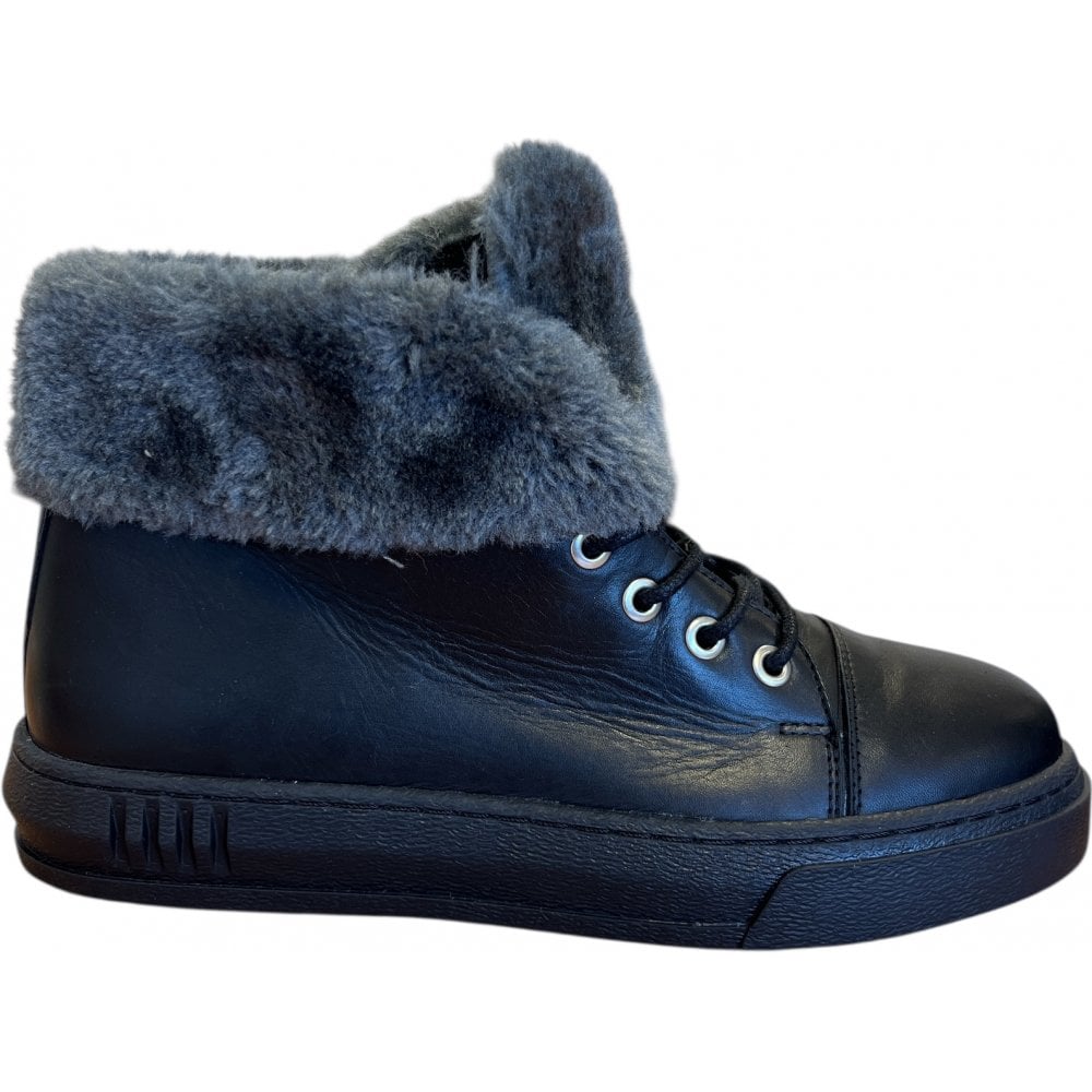 Adesso Aloe Black Leather Ankle Boots