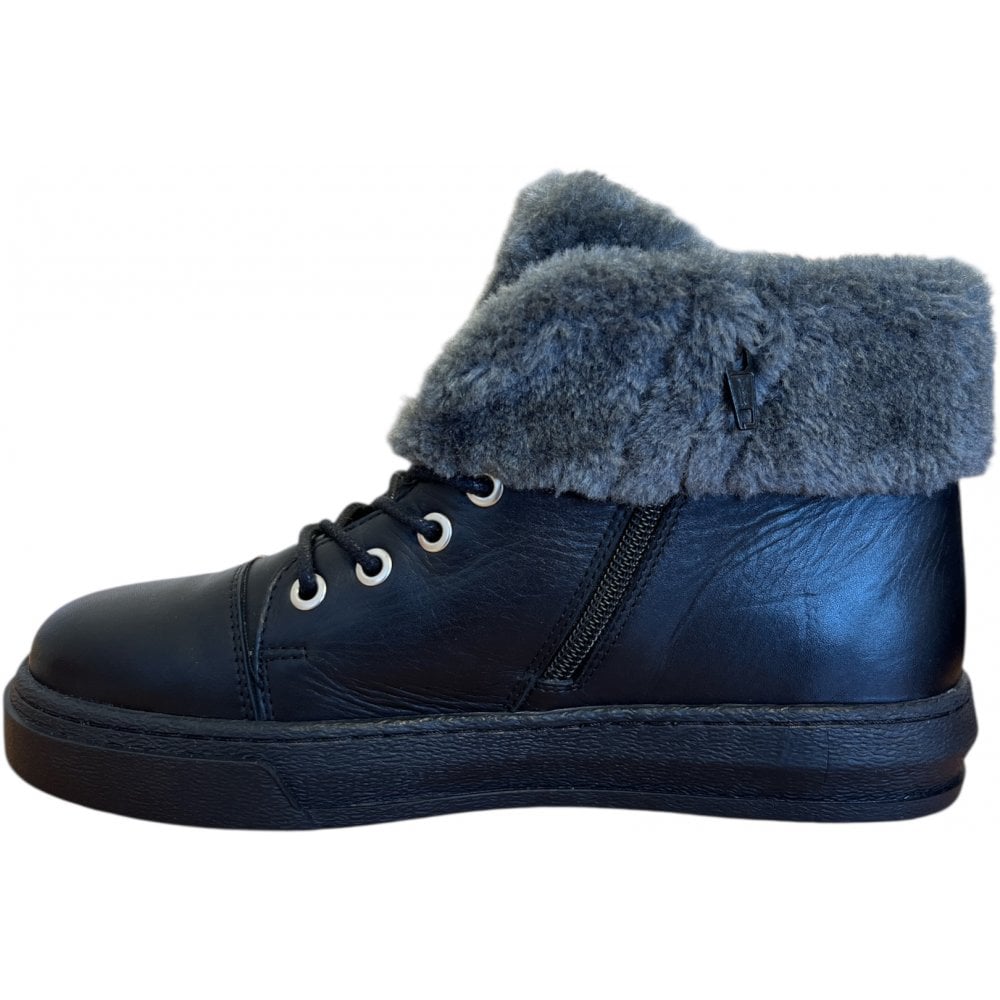 Adesso Aloe Black Leather Ankle Boots