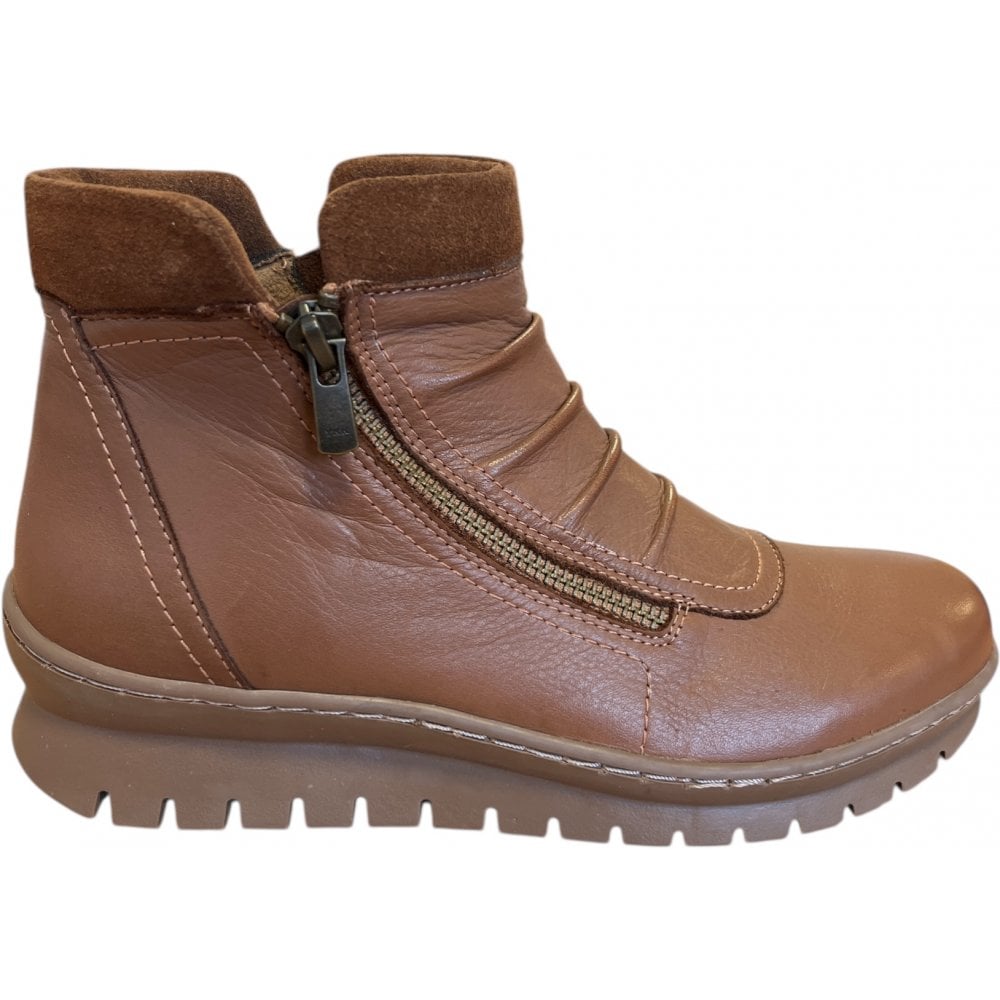 Adesso Clara Cinnamon Leather Ankle Boots