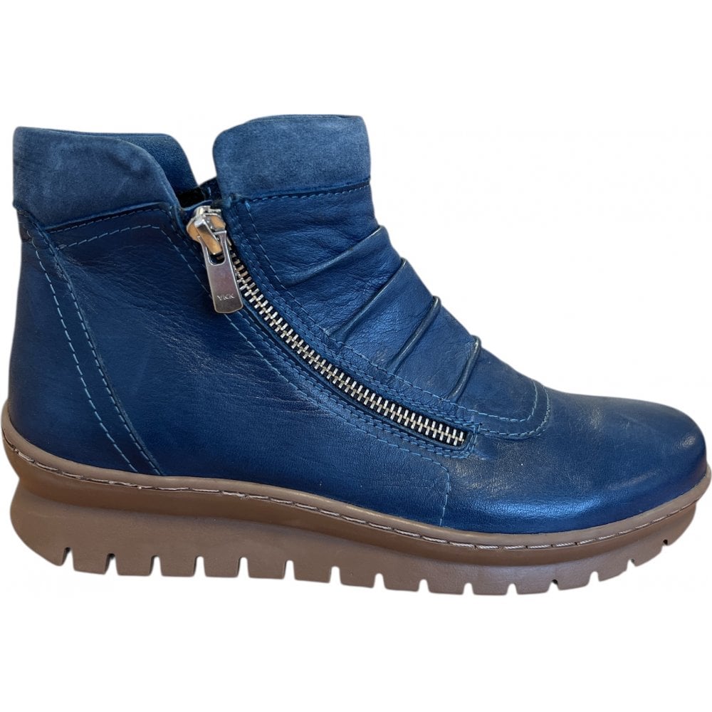 Adesso Clara Denim Blue Leather Ankle Boots