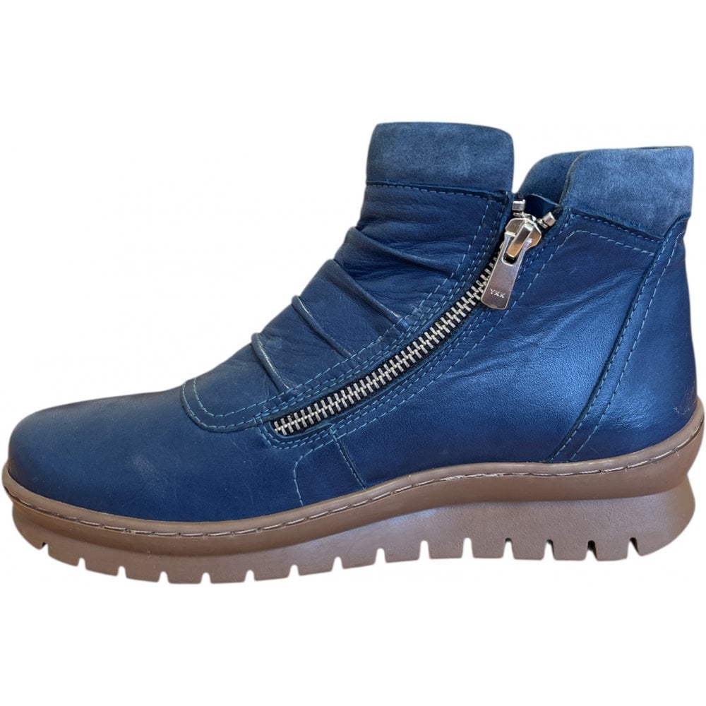 Adesso Clara Denim Blue Leather Ankle Boots