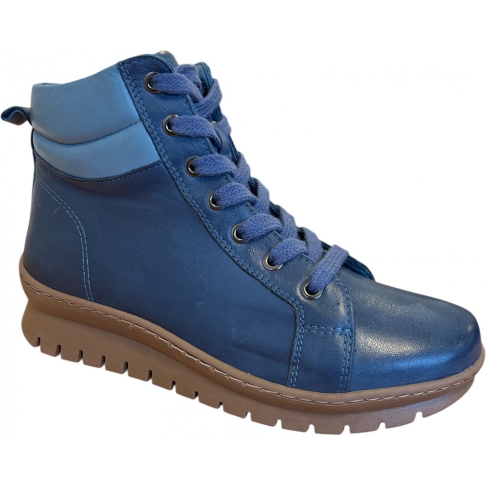 Adesso Winnie Denim Blue Leather Ankle Boots