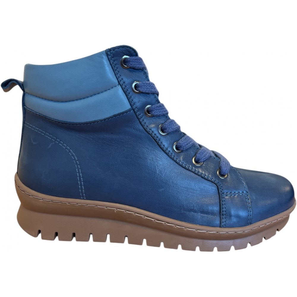 Adesso Winnie Denim Blue Leather Ankle Boots