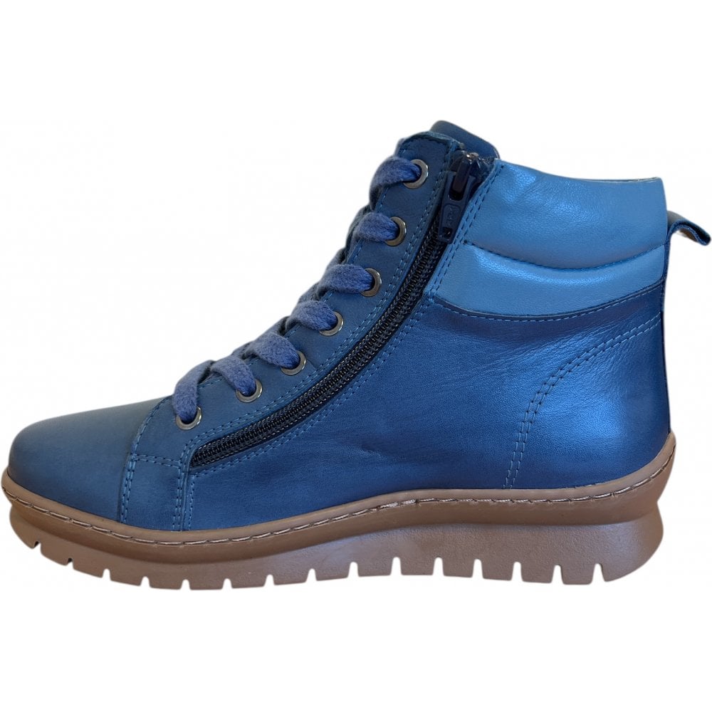 Adesso Winnie Denim Blue Leather Ankle Boots
