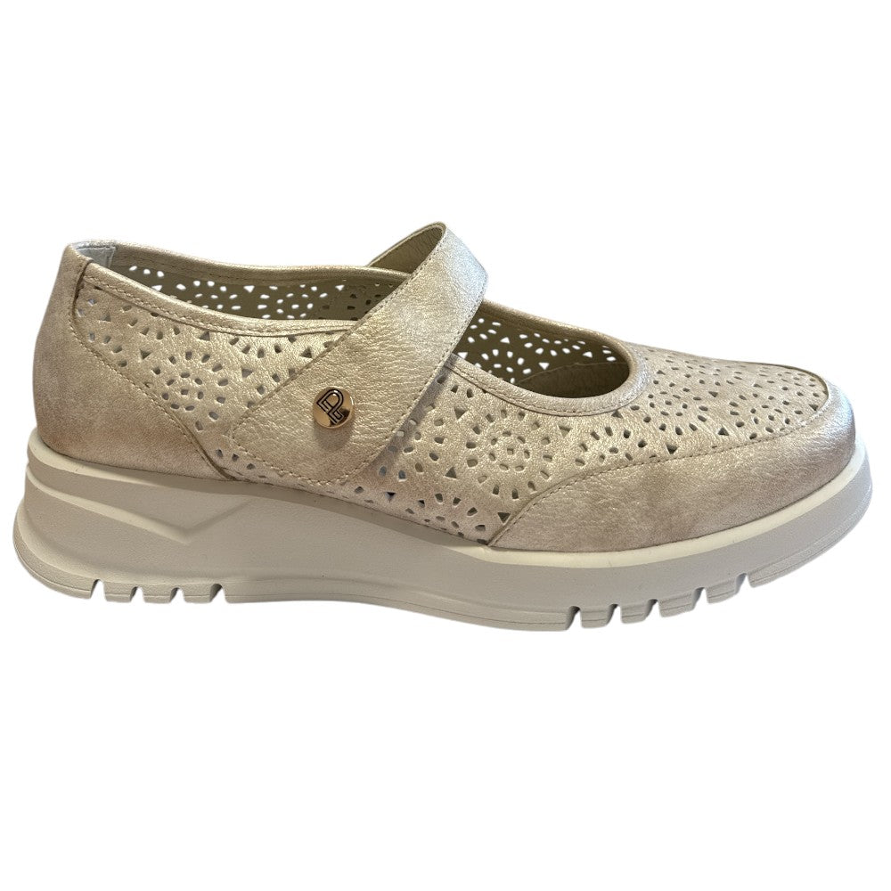 Pitillos 20.300 Gold Leather Velcro Strap Shoes