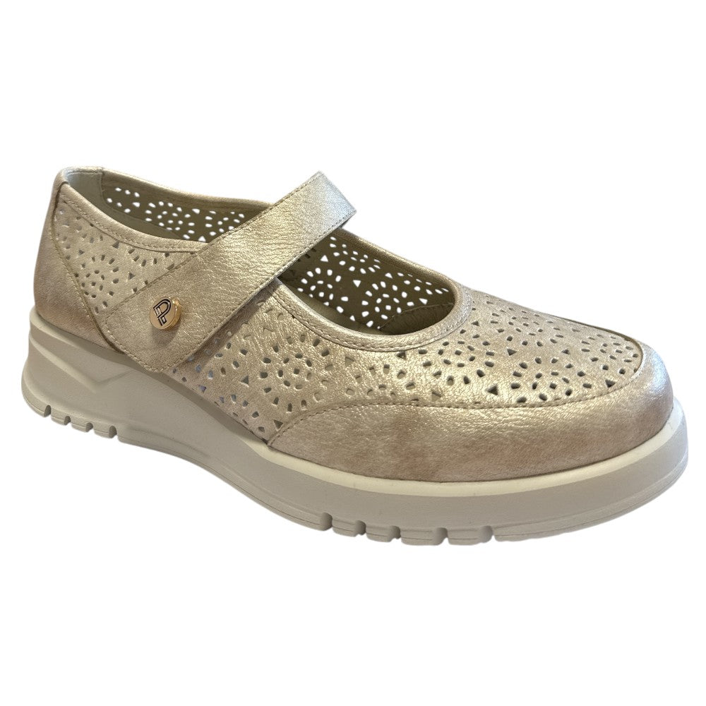 Pitillos 20.300 Gold Leather Velcro Strap Shoes