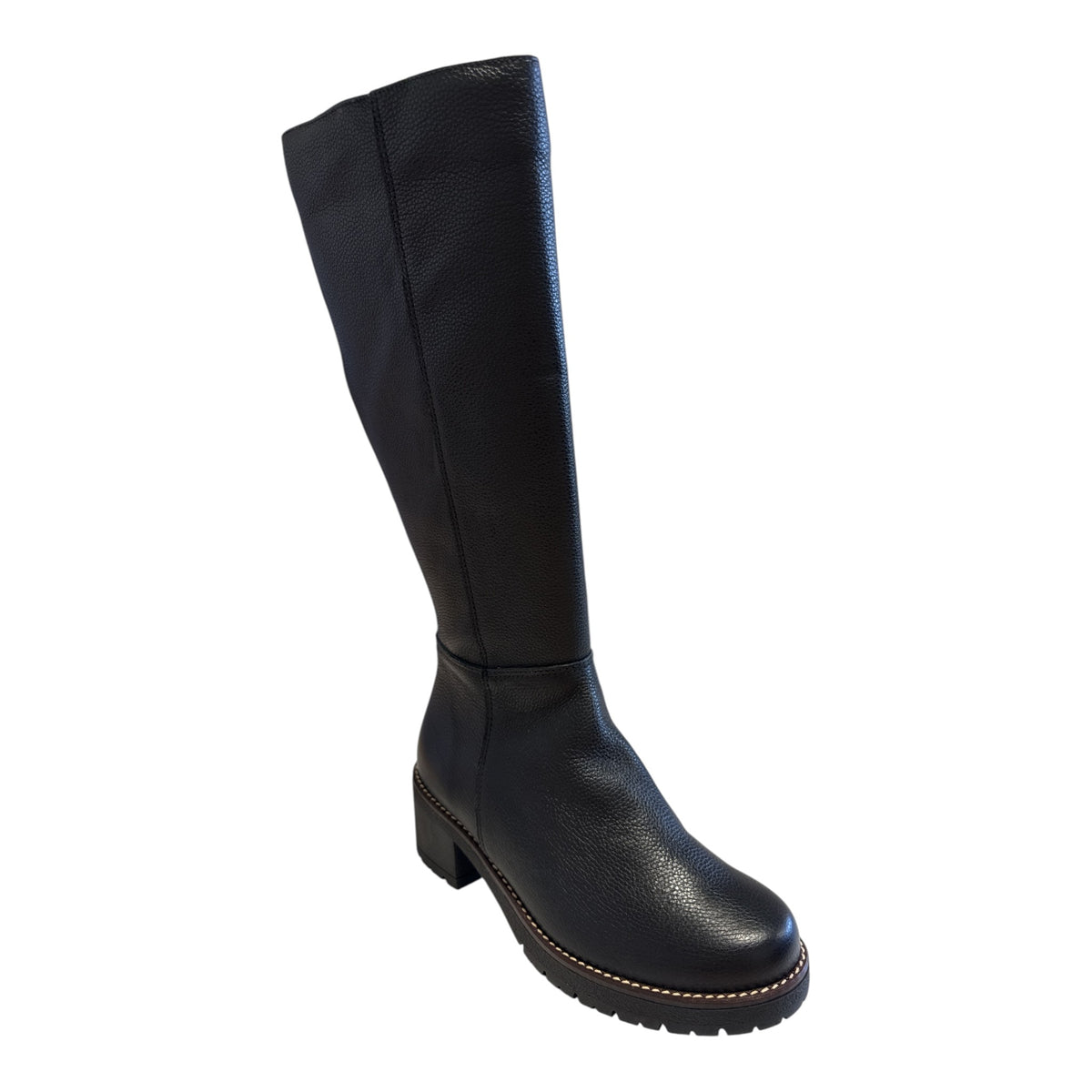 Pitillos Black Leather Knee-High Boots 20.525