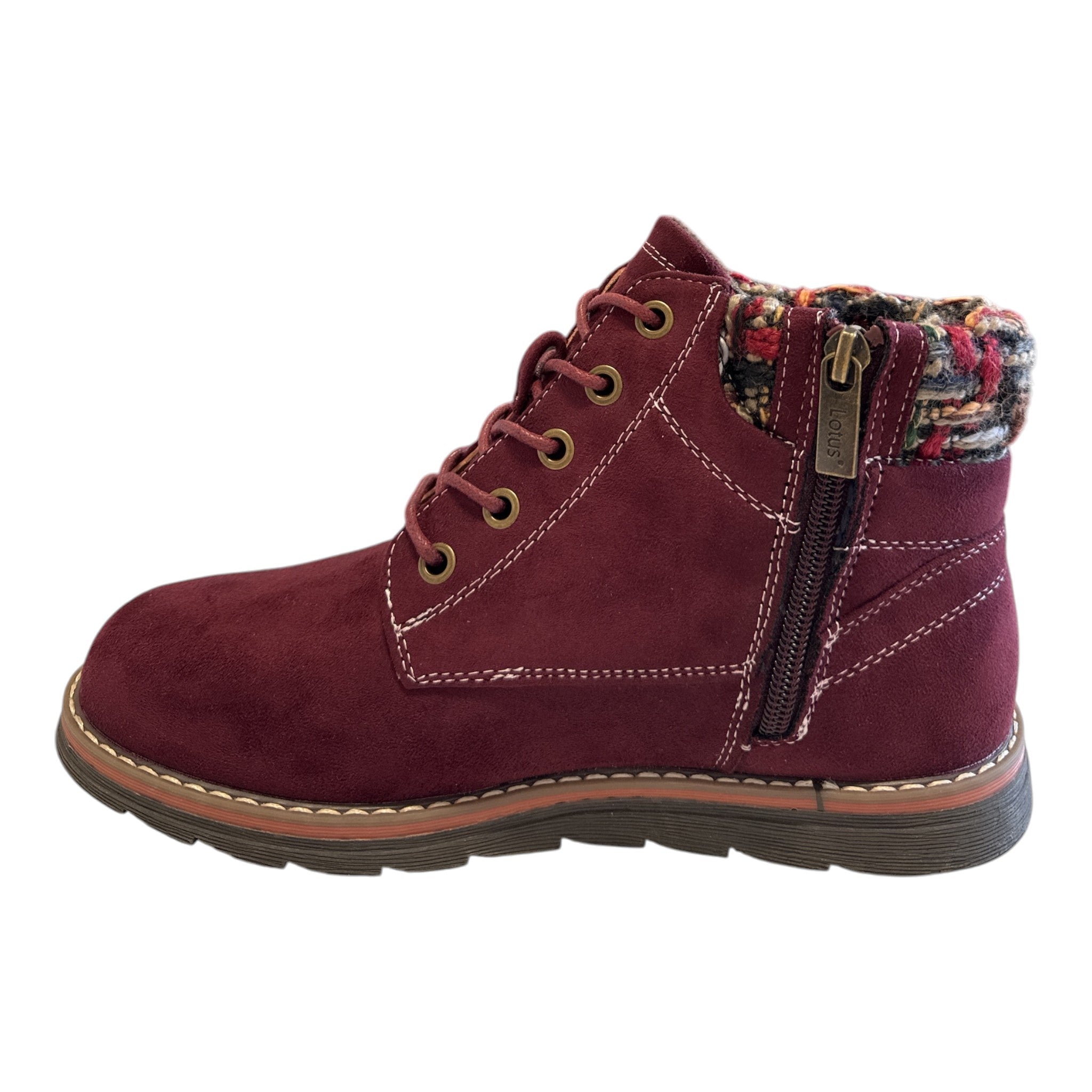 Lotus Sycamore Burgundy Ankle Boots