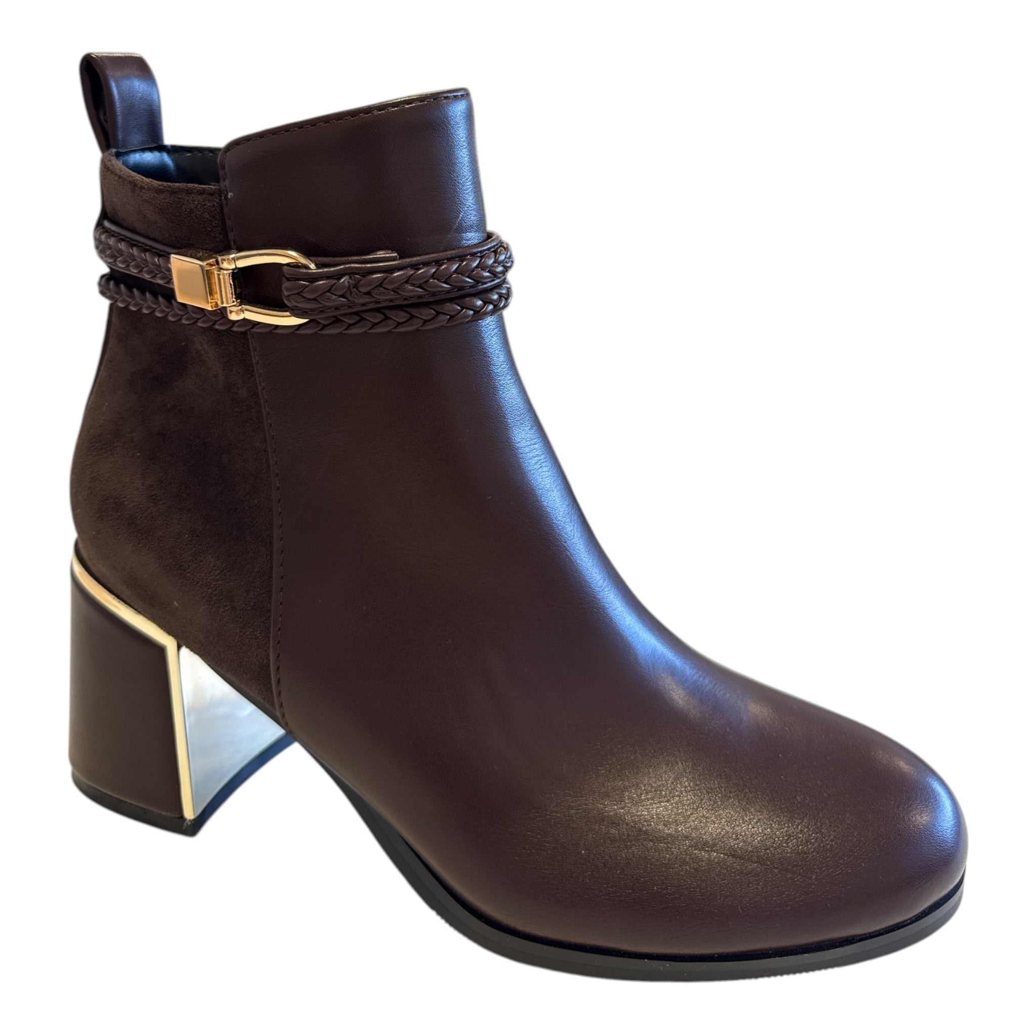 Lotus Brown Heeled Ankle Boots