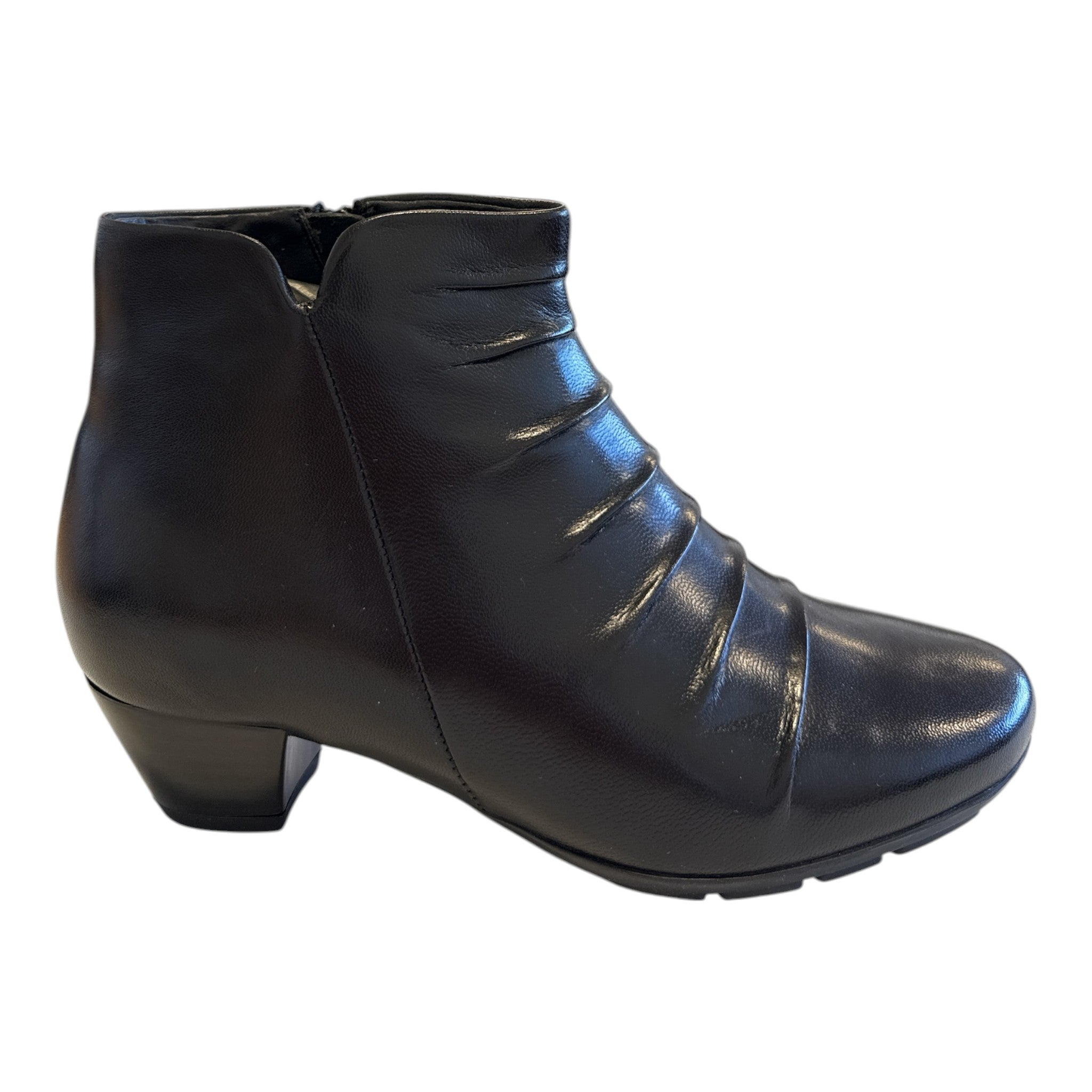 Lotus Black Leather Ankle Boots