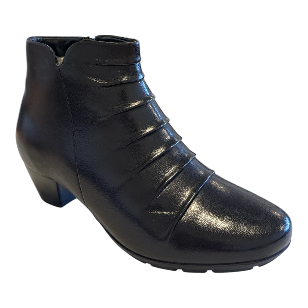 Lotus Black Leather Ankle Boots