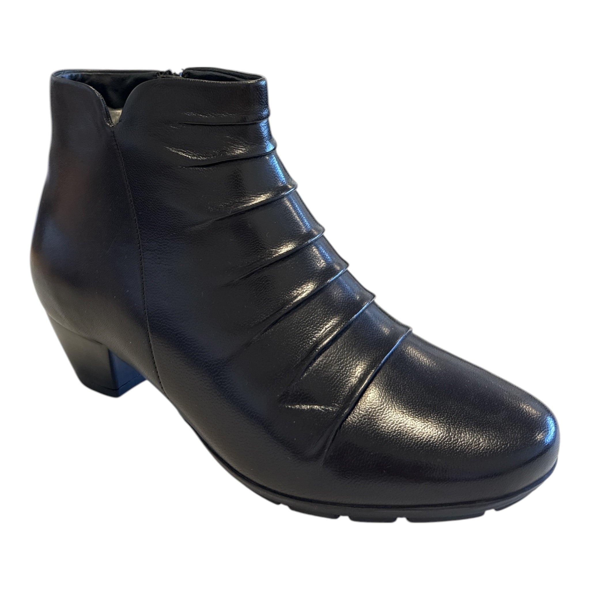 Lotus Black Leather Ankle Boots