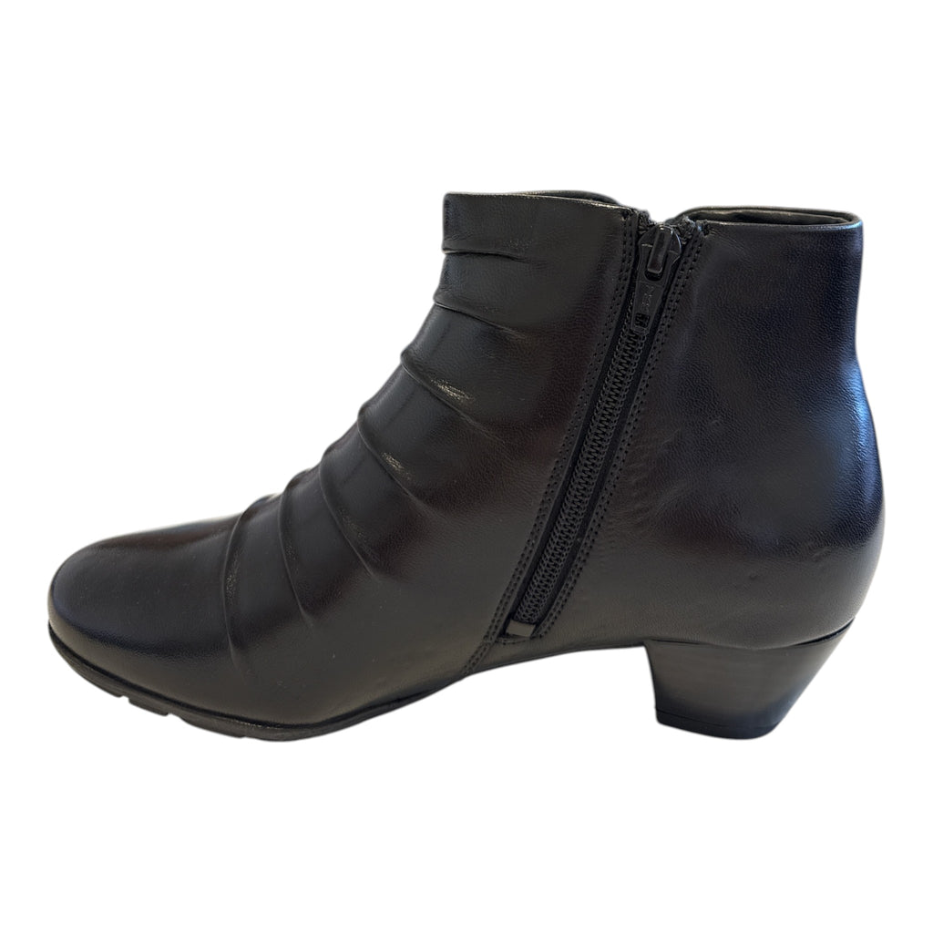 Lotus Black Leather Ankle Boots