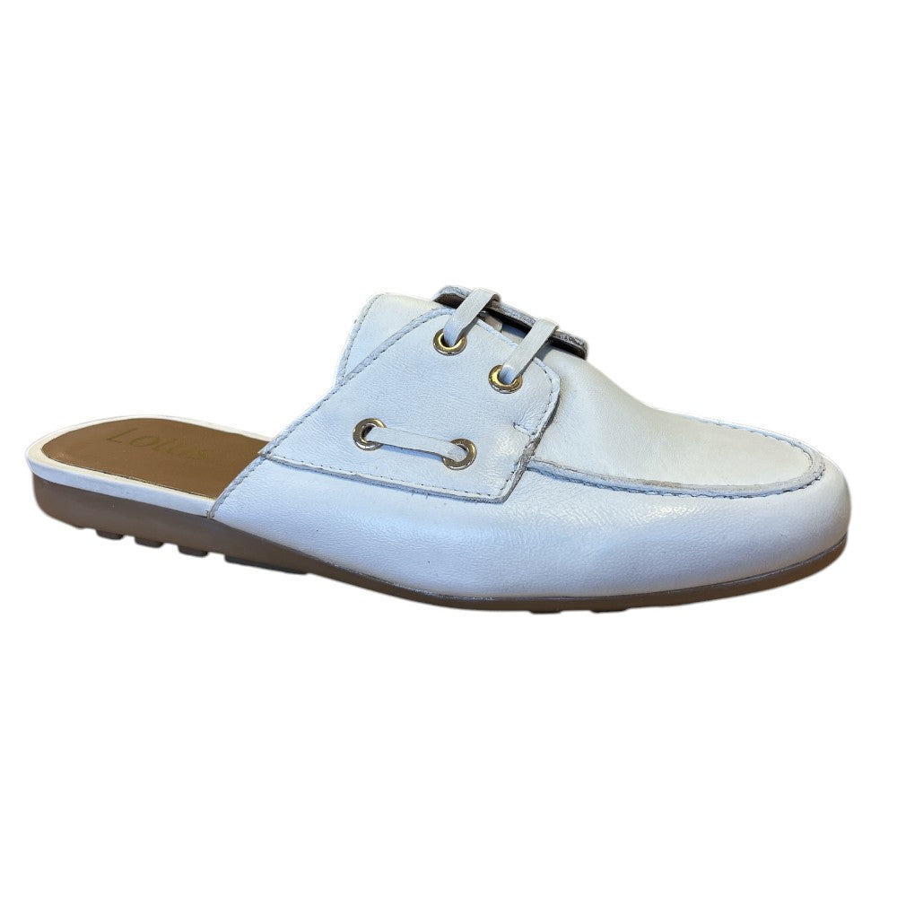 Lotus Reef White Leather Closed Toe Mules