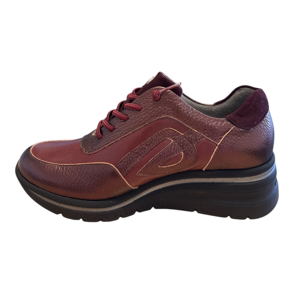 Pitillos Burgundy Leather Wedge Trainers 11.610