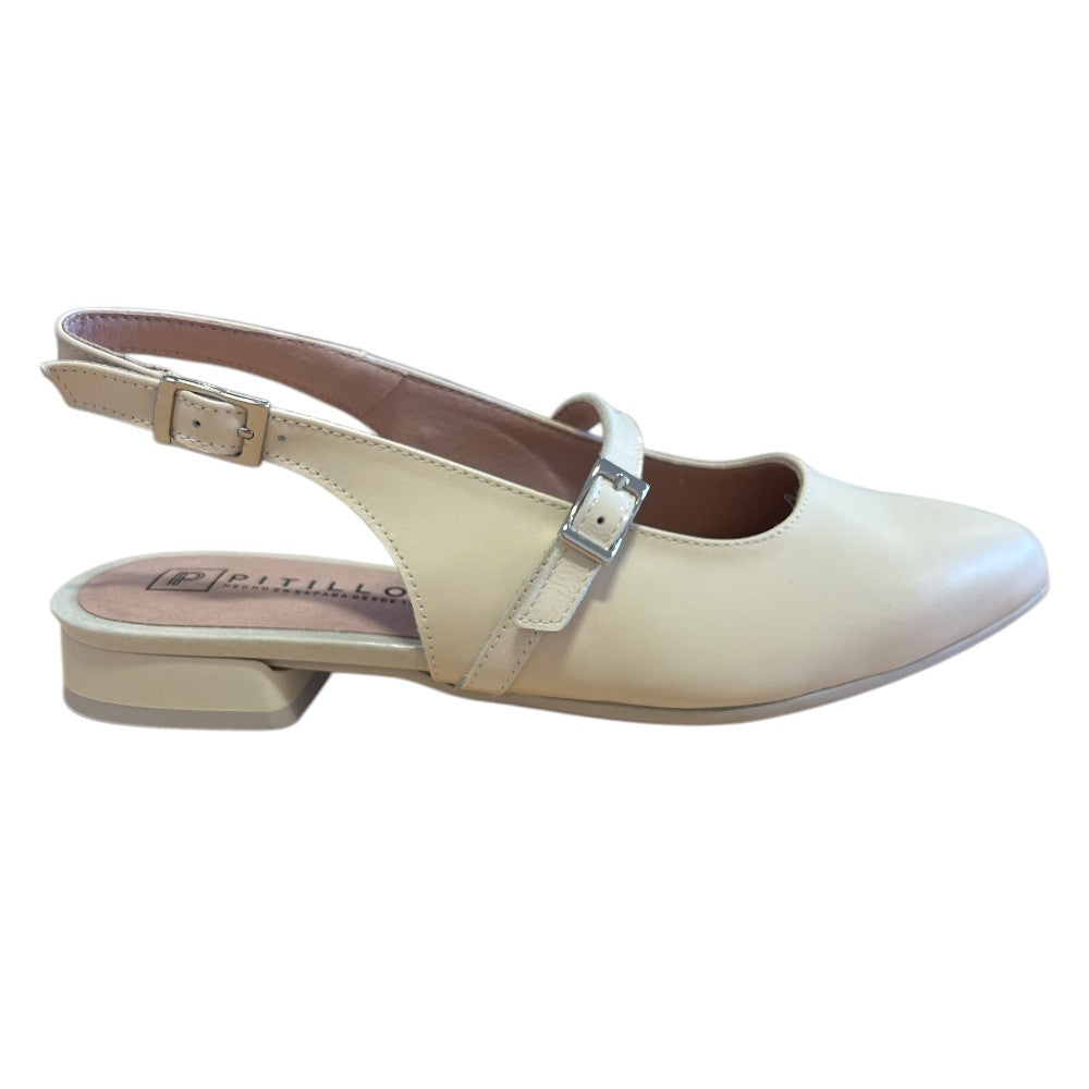 Pitillos 11.170 Beige Flat Slingback Shoes