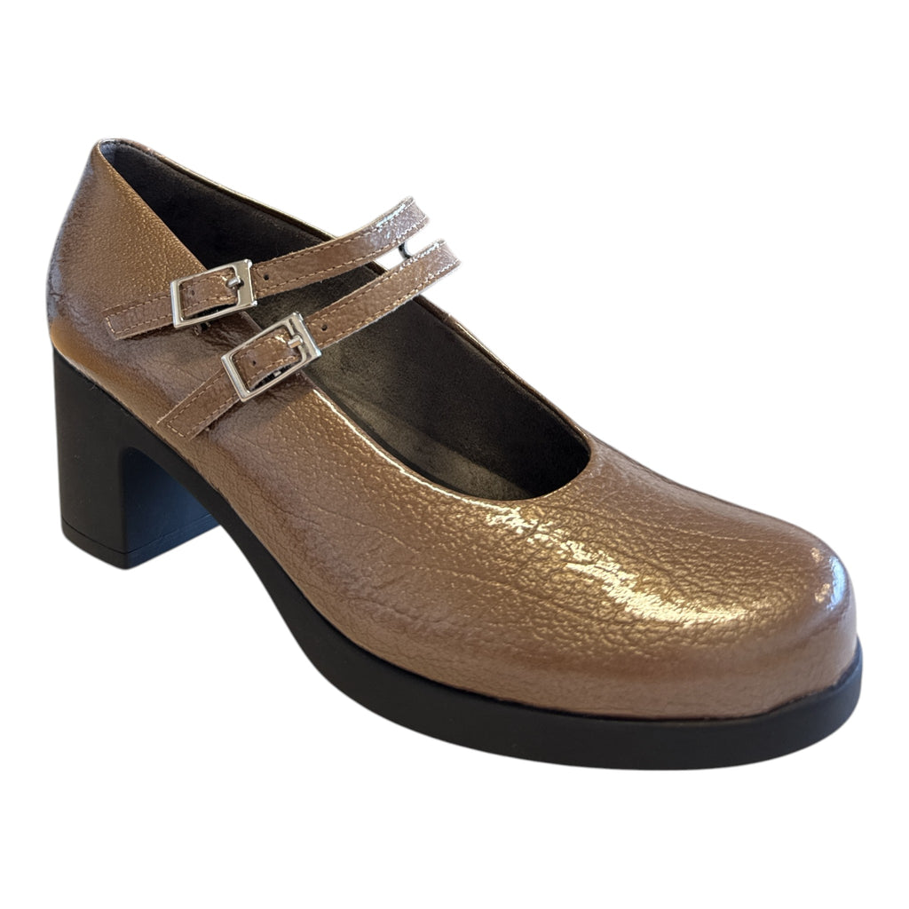 Pitillos Taupe Patent Mary-Jane Shoes 30.500