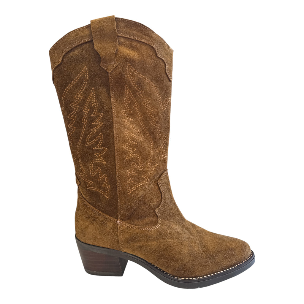 Pitillos Tan Suede Mid-Calf Boots 30511