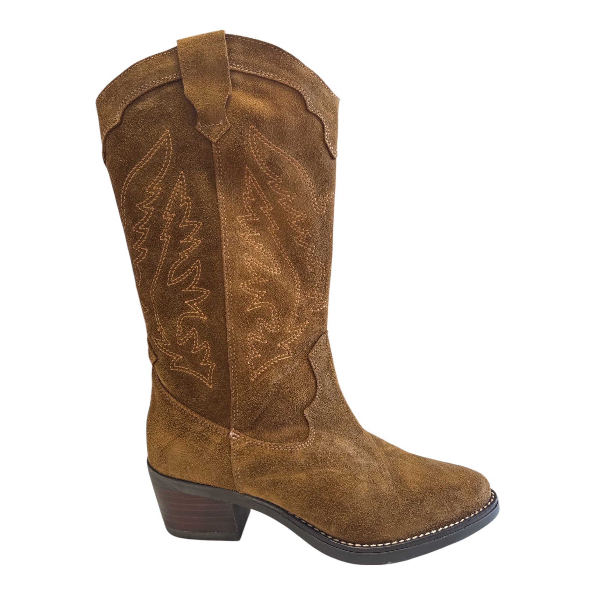 Pitillos Tan Suede Mid-Calf Boots 30511