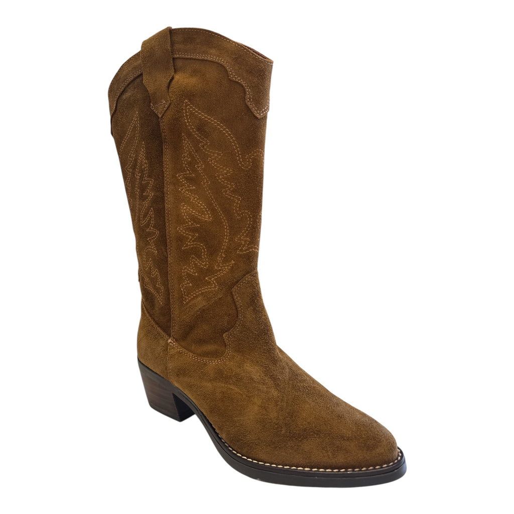 Pitillos Tan Suede Mid-Calf Boots 30511