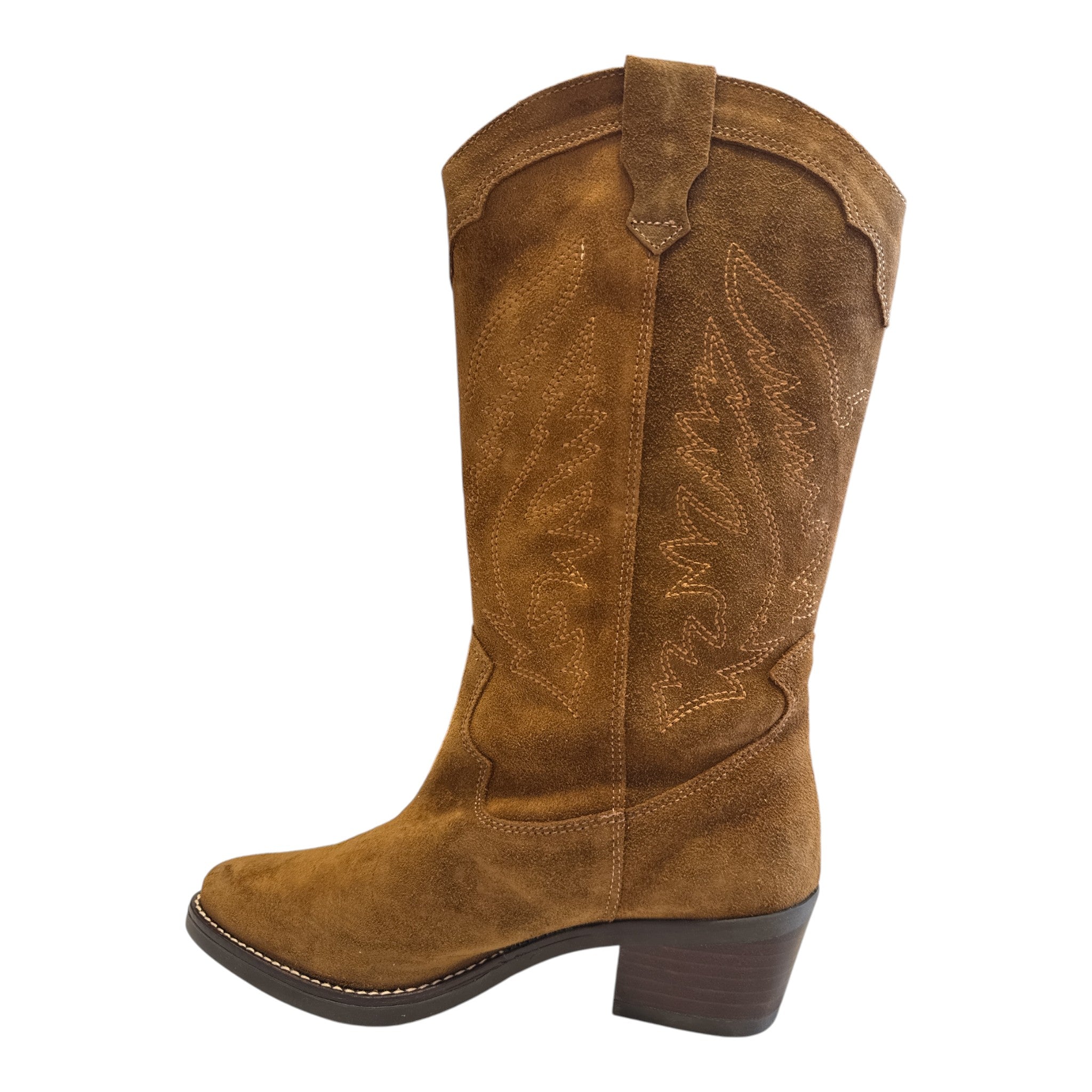 Pitillos Tan Suede Mid-Calf Boots 30511