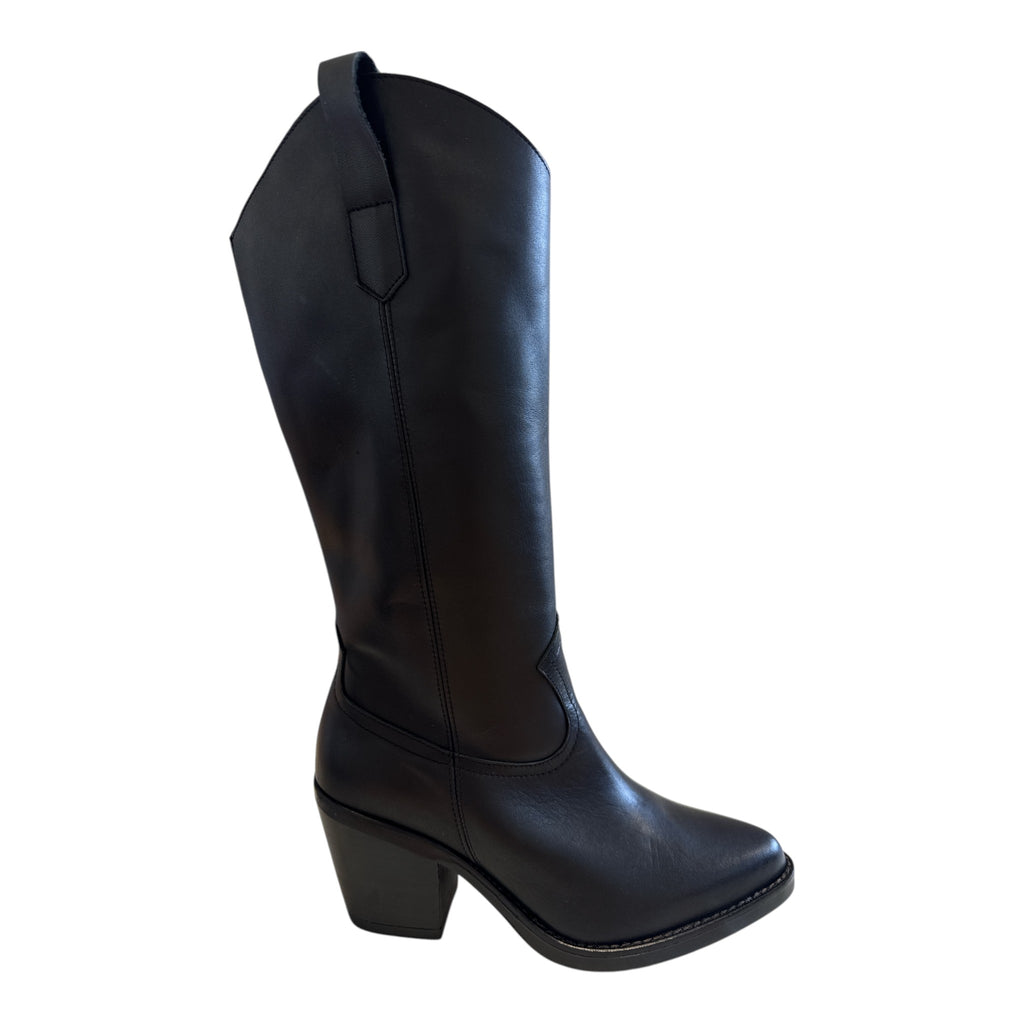 Pitillos Black Leather Knee-High Boots 30521
