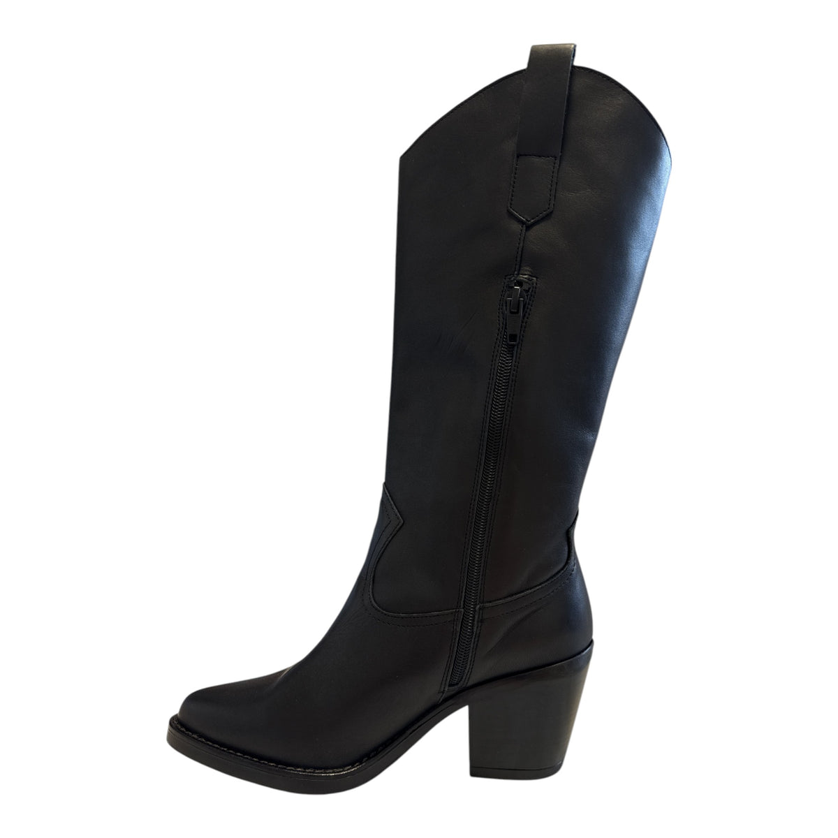 Pitillos Black Leather Knee-High Boots 30521