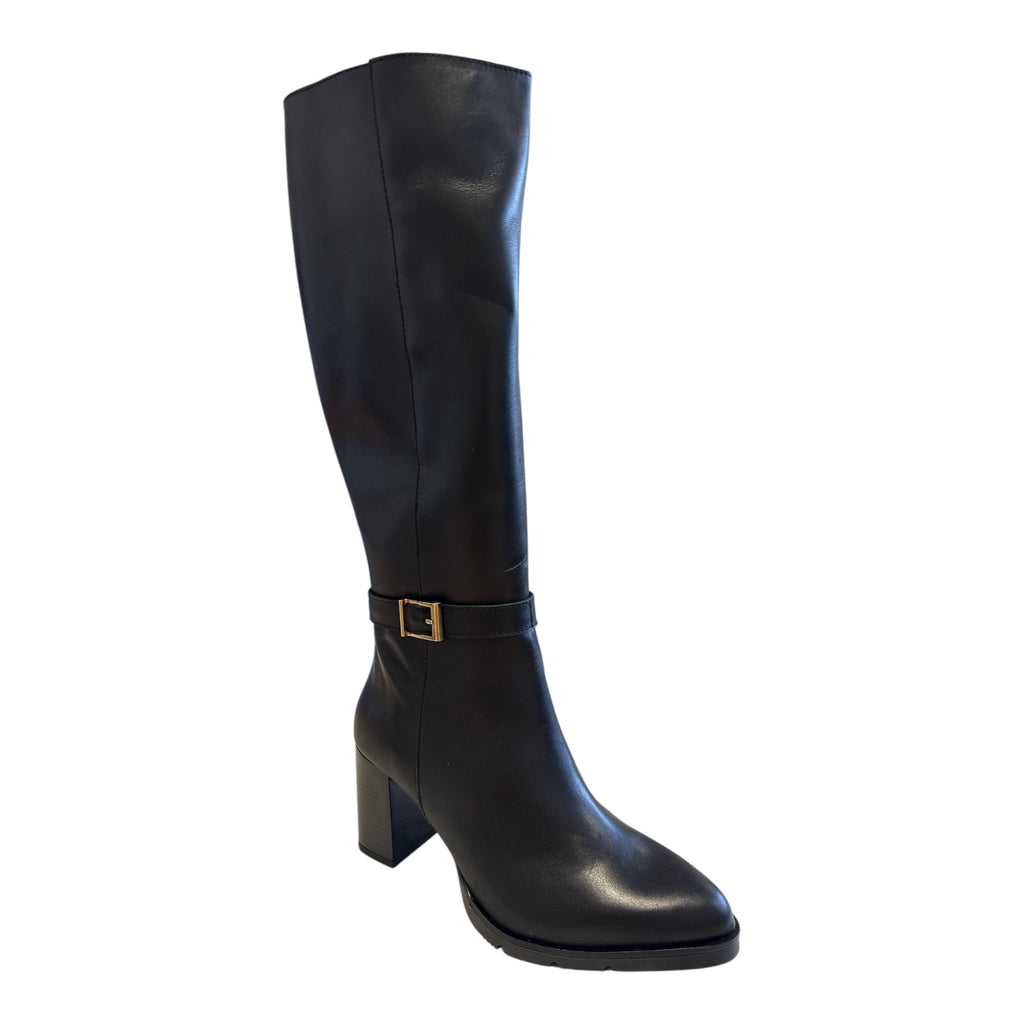 Pitillos Black Leather Knee-High Boots 30543
