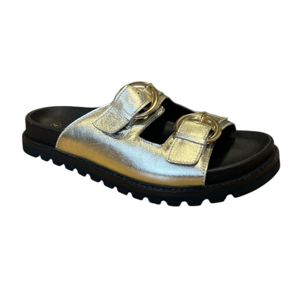 Lotus Marino Gold Metallic Leather Mules