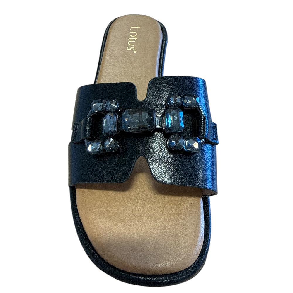 Lotus Agueda Black Flat Mules