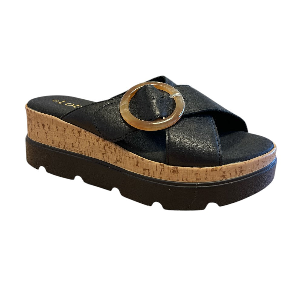 Lotus Paloma Black Leather Mules