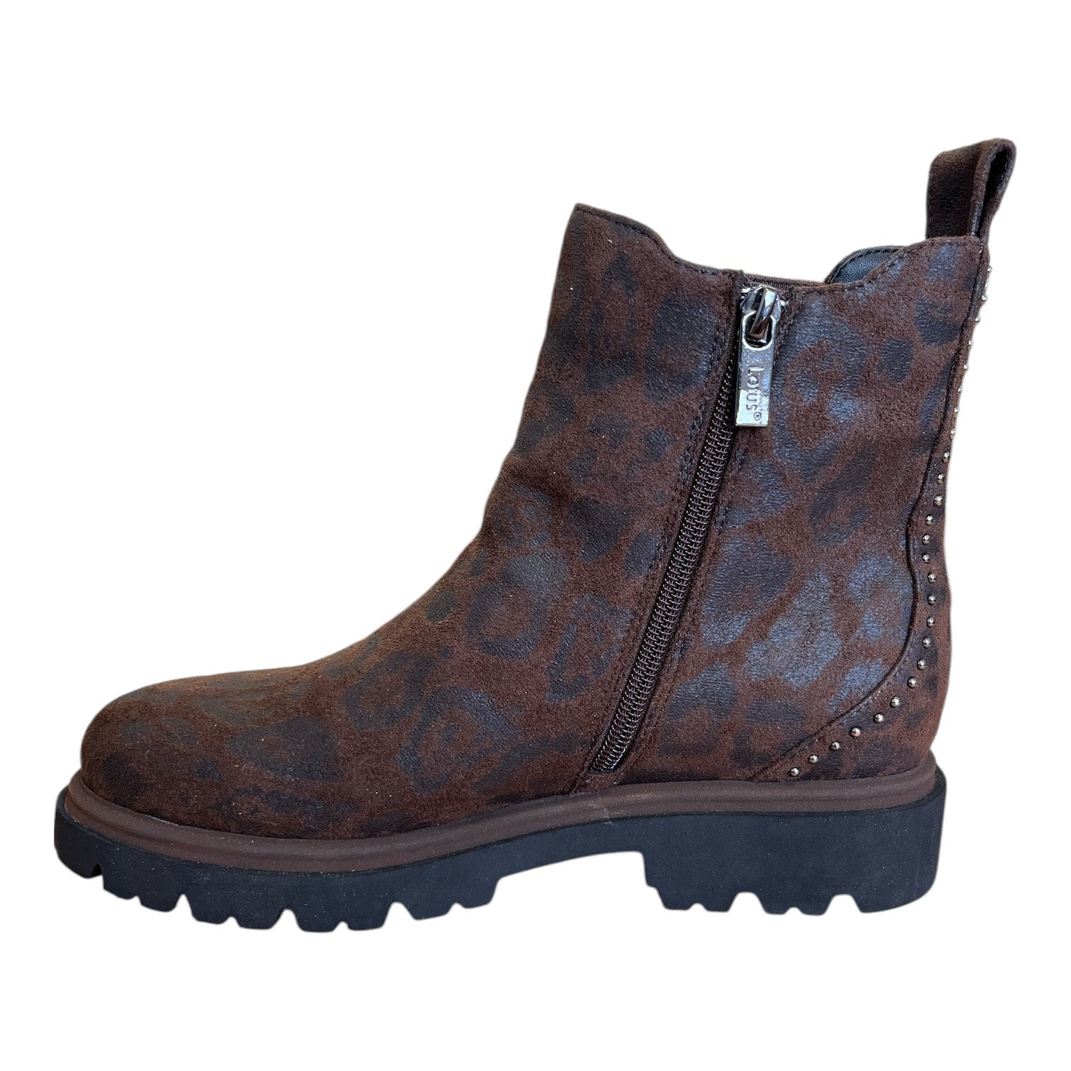 Lotus Selma Brown Leopard Print Ankle Boots