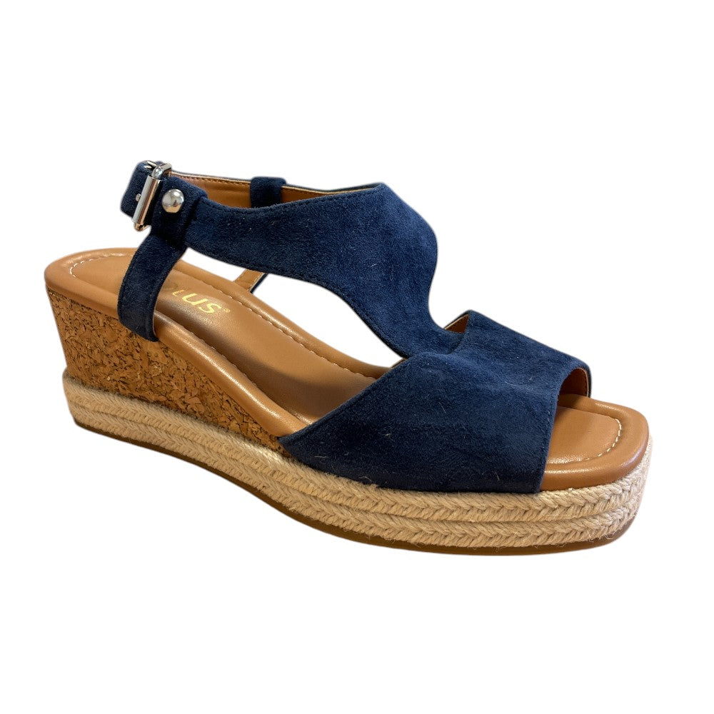 Lotus Madalene Navy Suede Wedge Sandals