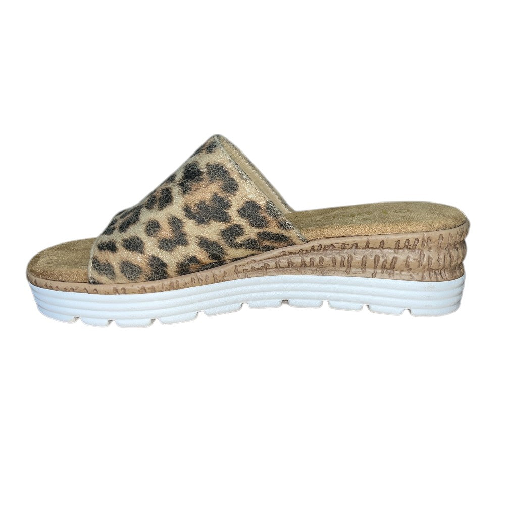 Lotus Pandora Leopard Print Wedge Mules
