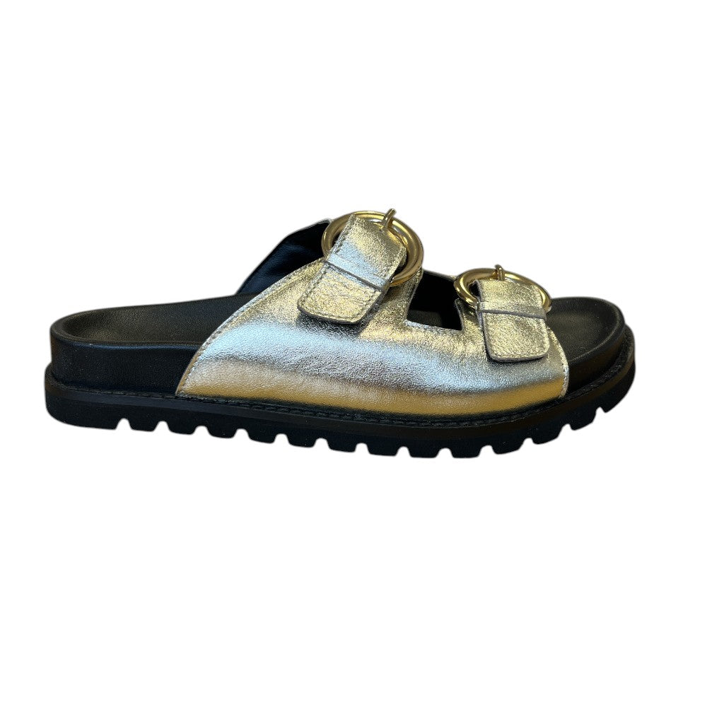 Lotus Marino Gold Metallic Leather Mules