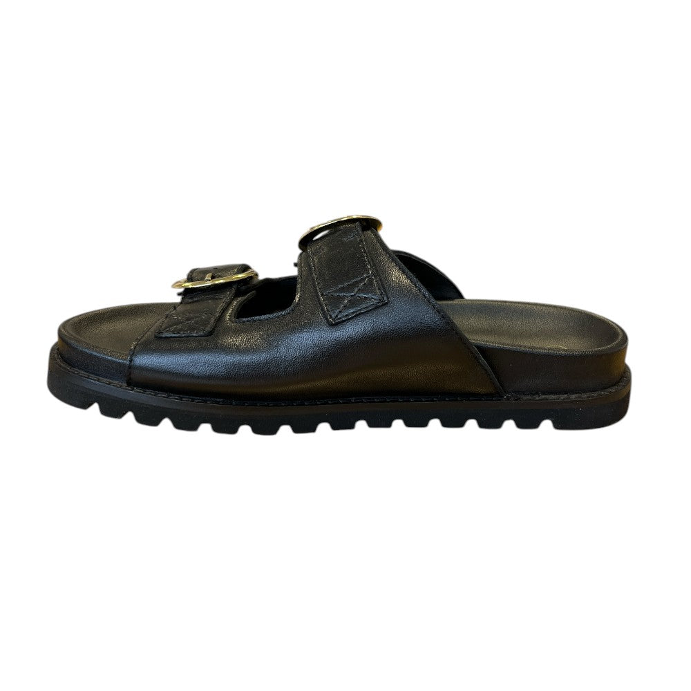 Lotus Marino Black Leather Mules