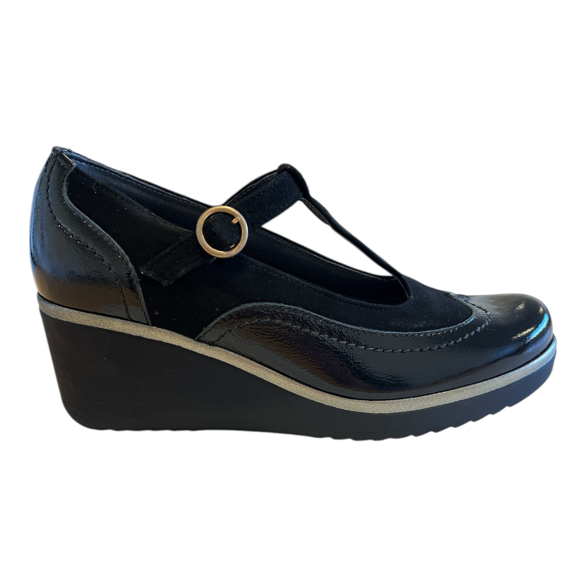 Pitillos Black Leather Wedge Shoes 20.533