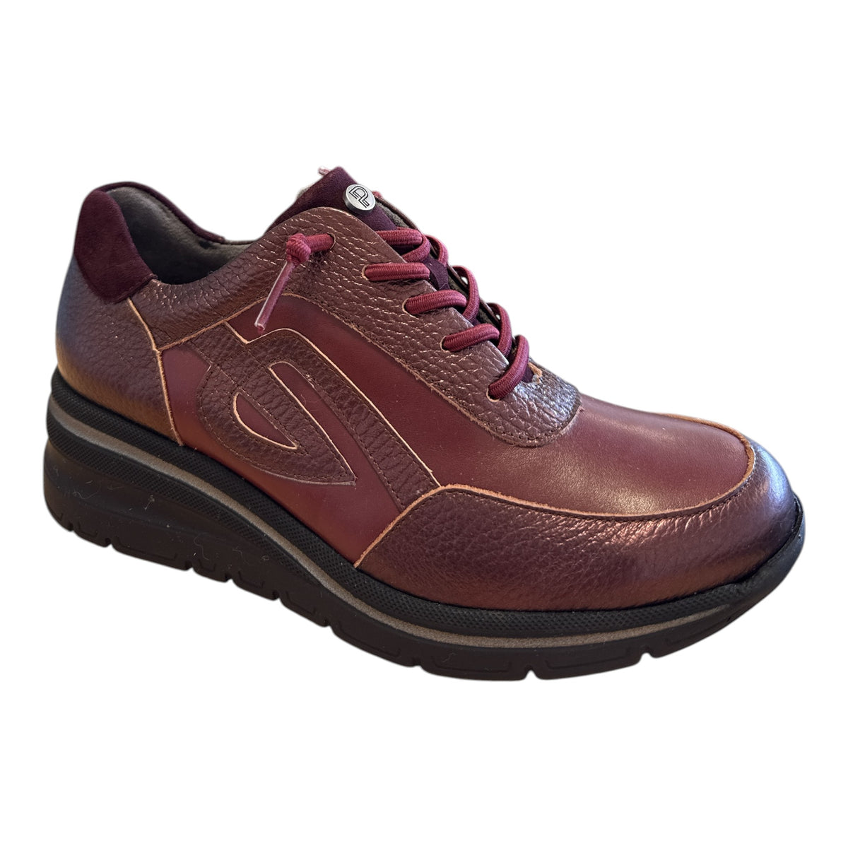 Pitillos Burgundy Leather Wedge Trainers 11.610
