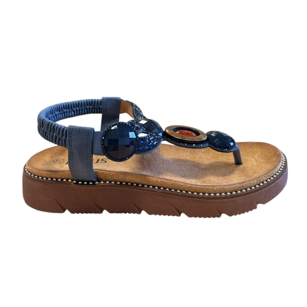 Lotus Alcina Navy Toe-Post Sandals