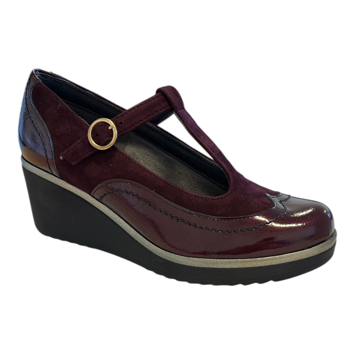 Pitillos Burgundy Leather Wedge Shoes 20.534