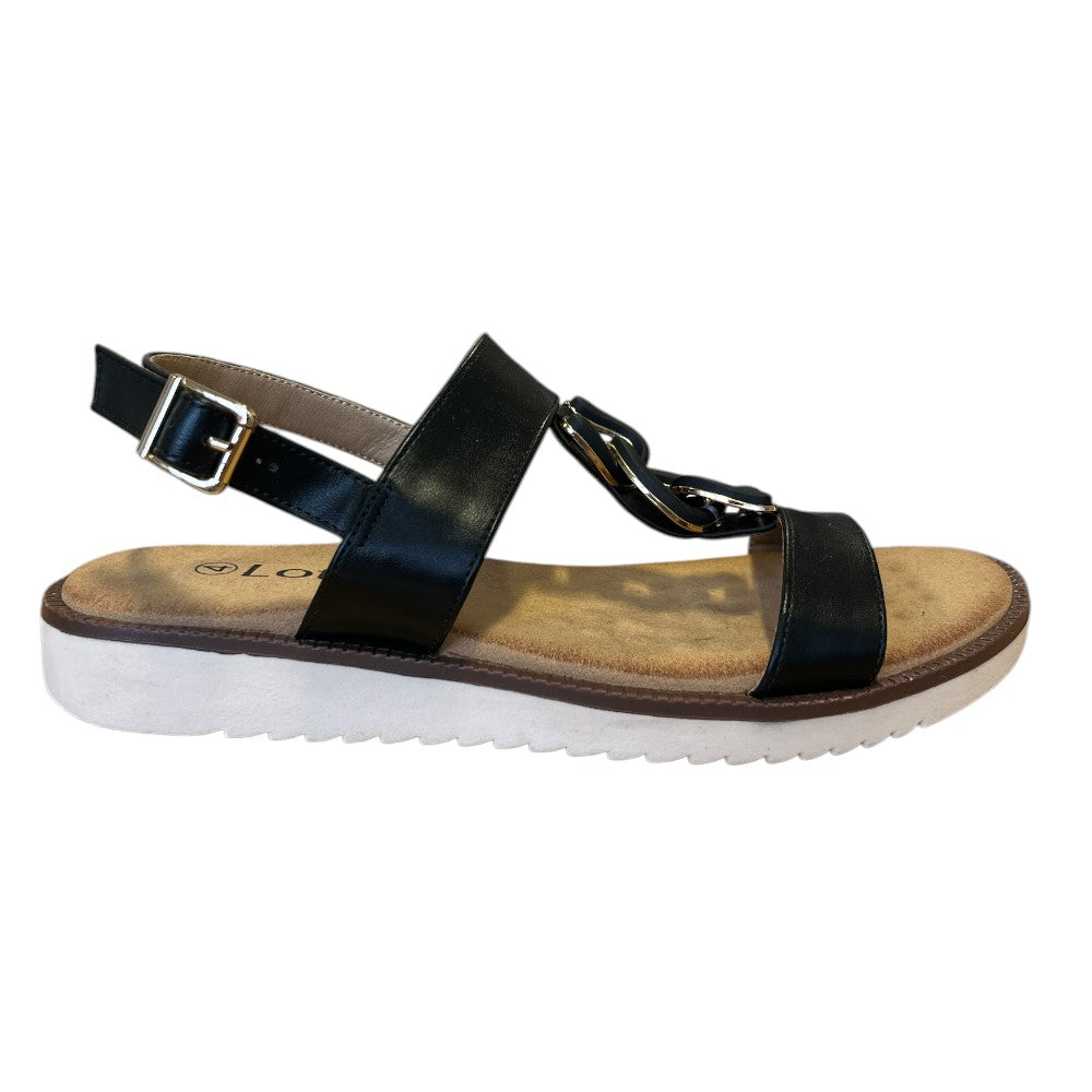 Lotus Joana Black Open-Toe Slingback Sandals