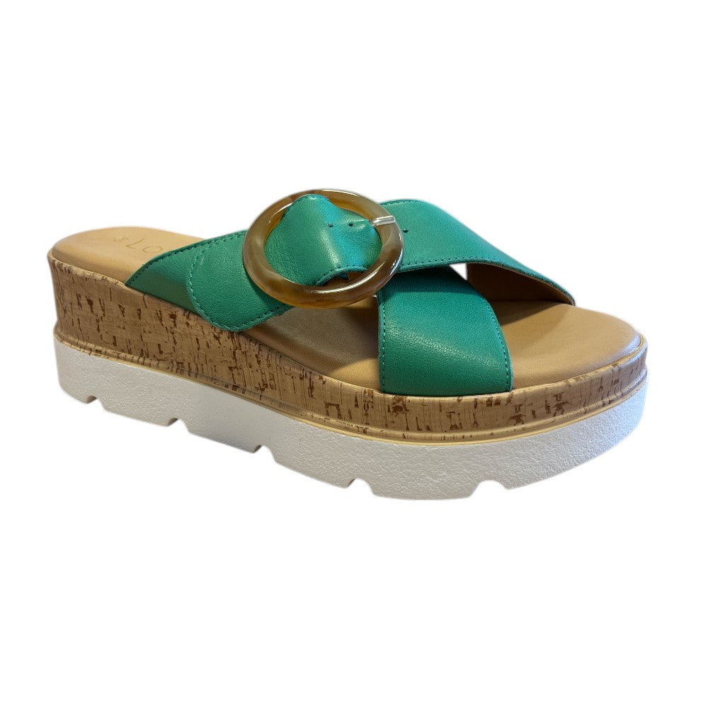 Lotus Paloma Green Leather Mules